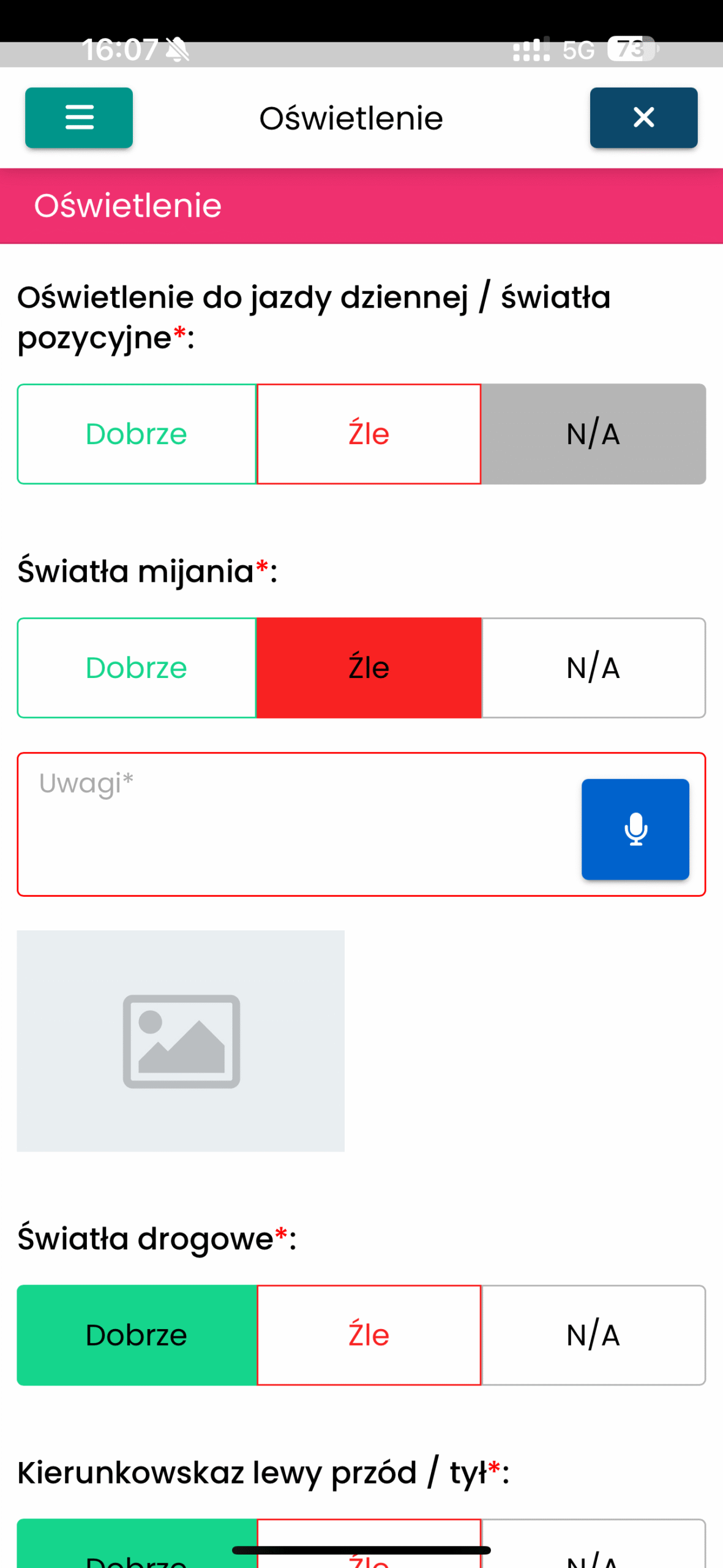 Kontrola oświetlenia i dokumentacja